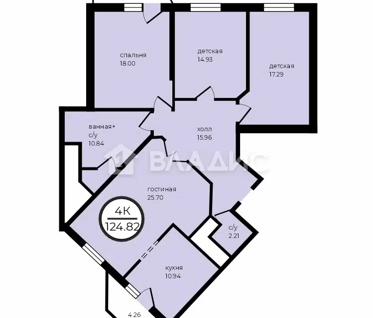 Продаётся 4-комнатная квартира, 114.9 м²