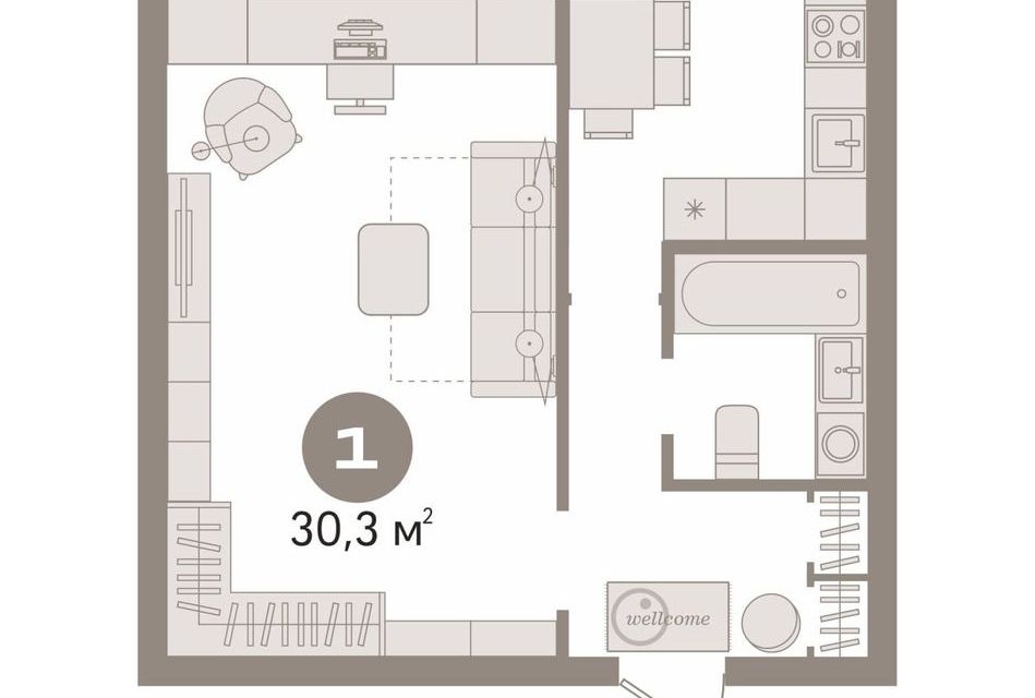 Продаётся 1-комнатная квартира, 30.3 м²
