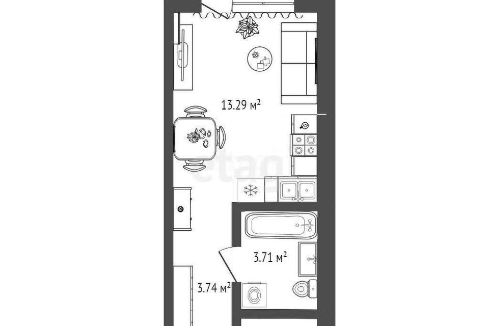 Продаётся студия, 20.2 м²