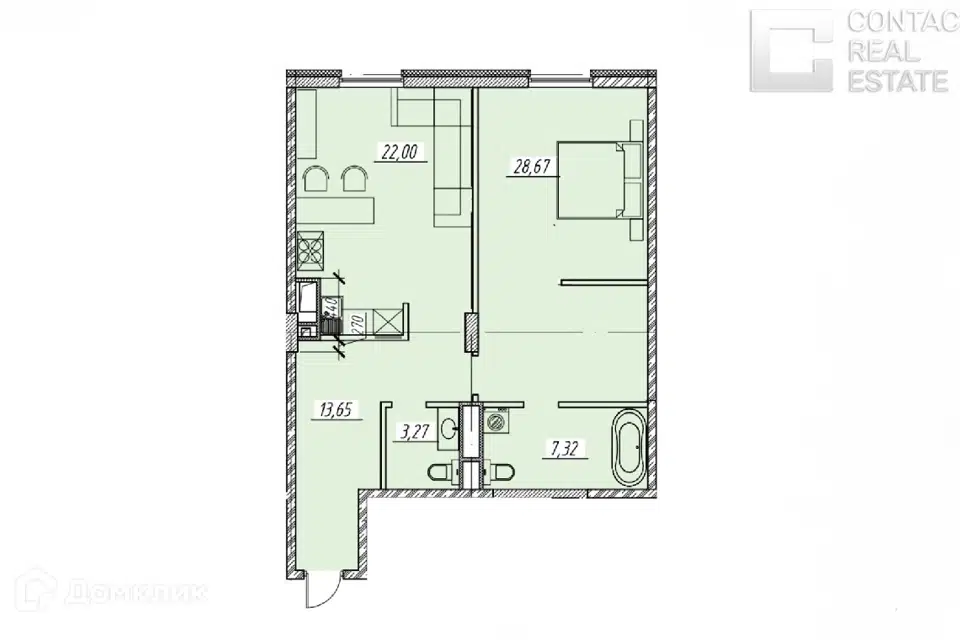 Продаётся 2-комнатная квартира, 77 м²