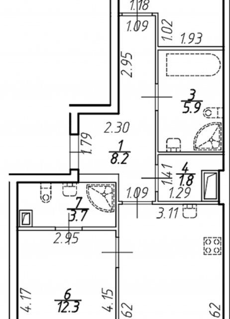 Продаётся 2-комнатная квартира, 74.1 м²