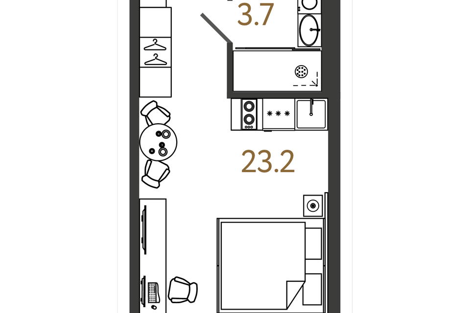Продаётся студия, 26.9 м²