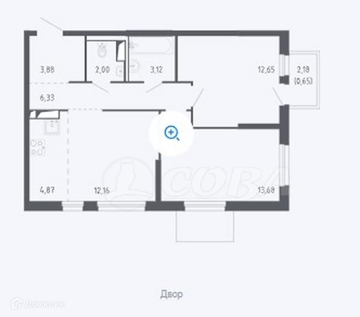 Продаётся 2-комнатная квартира, 58.4 м²