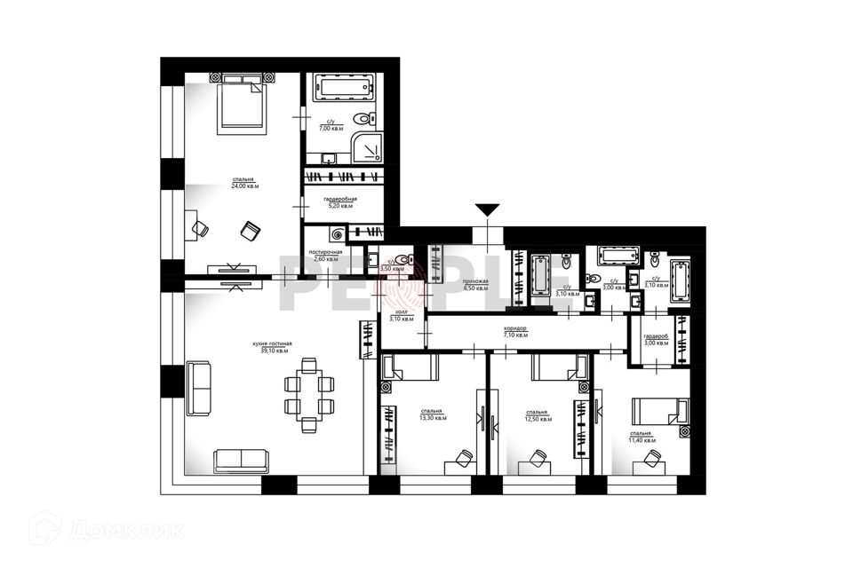Продаётся 5-комнатная квартира, 159.3 м²