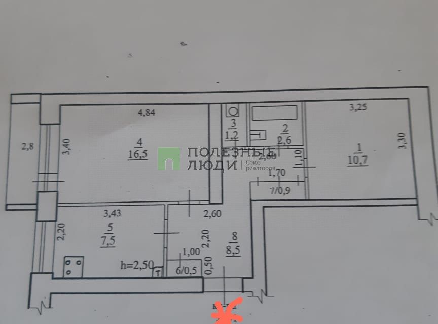 Продаётся 2-комнатная квартира, 52.6 м²