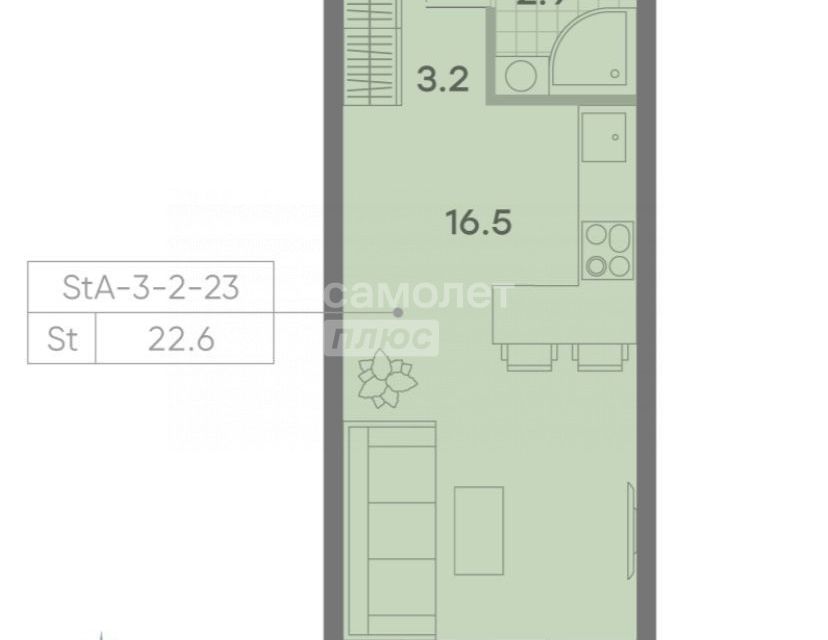 Продаётся студия, 22.6 м²