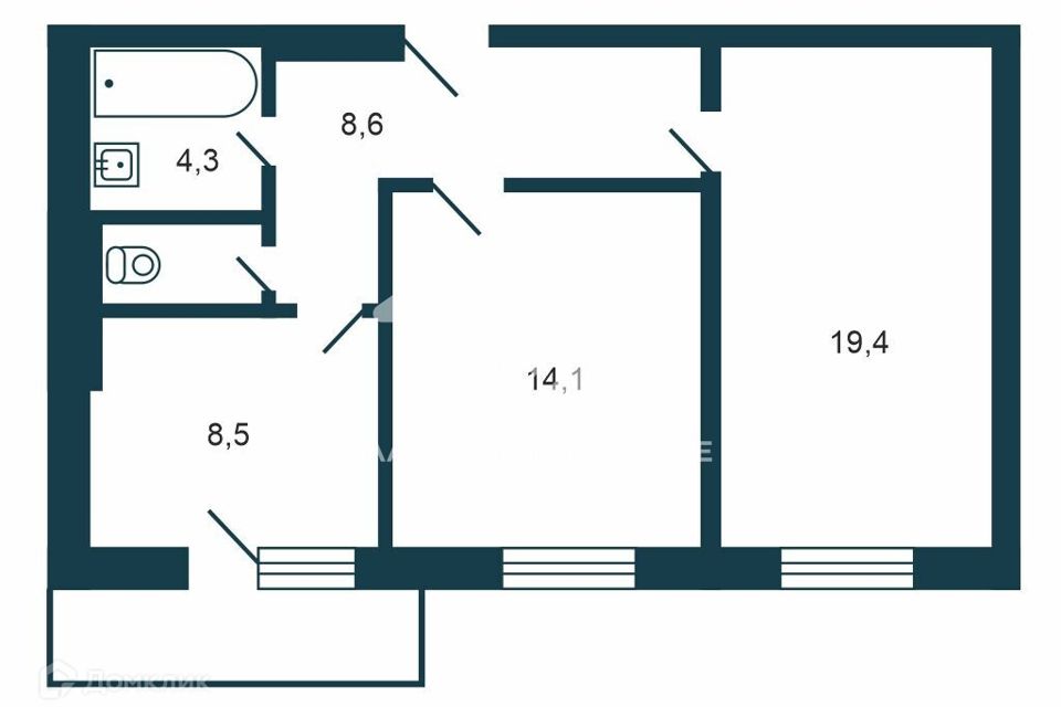 Продаётся 2-комнатная квартира, 56.6 м²