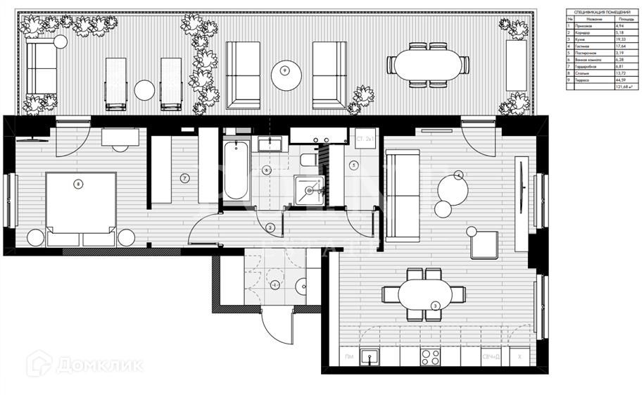 Продаётся 2-комнатная квартира, 122 м²