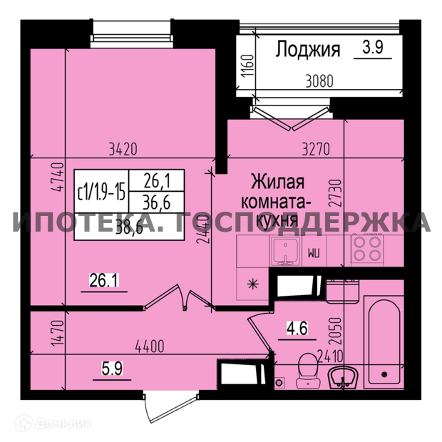Продаётся студия, 38.6 м²