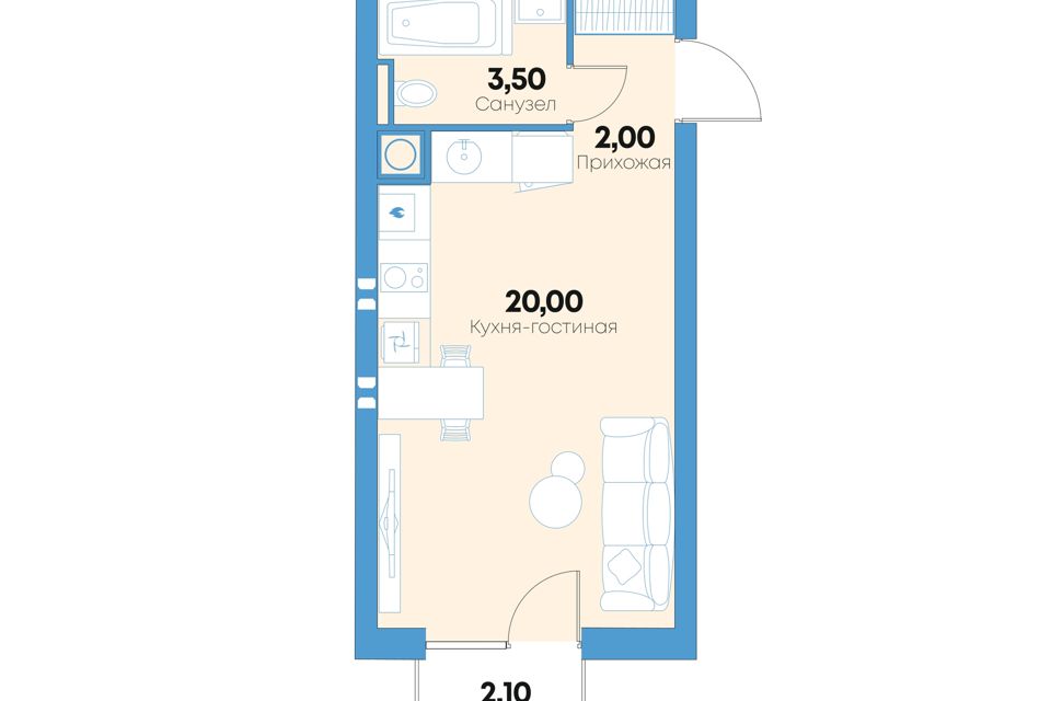 Продаётся студия, 27.7 м²