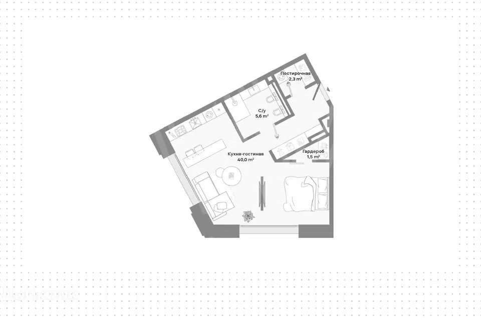 Продаётся студия, 50 м²