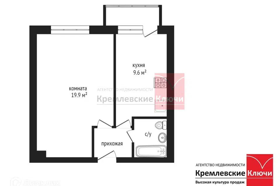 Продаётся 1-комнатная квартира, 34.9 м²