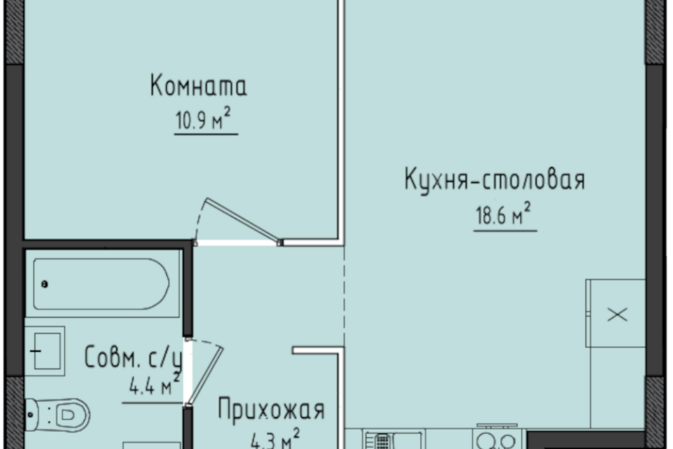 Продаётся 1-комнатная квартира, 38.2 м²