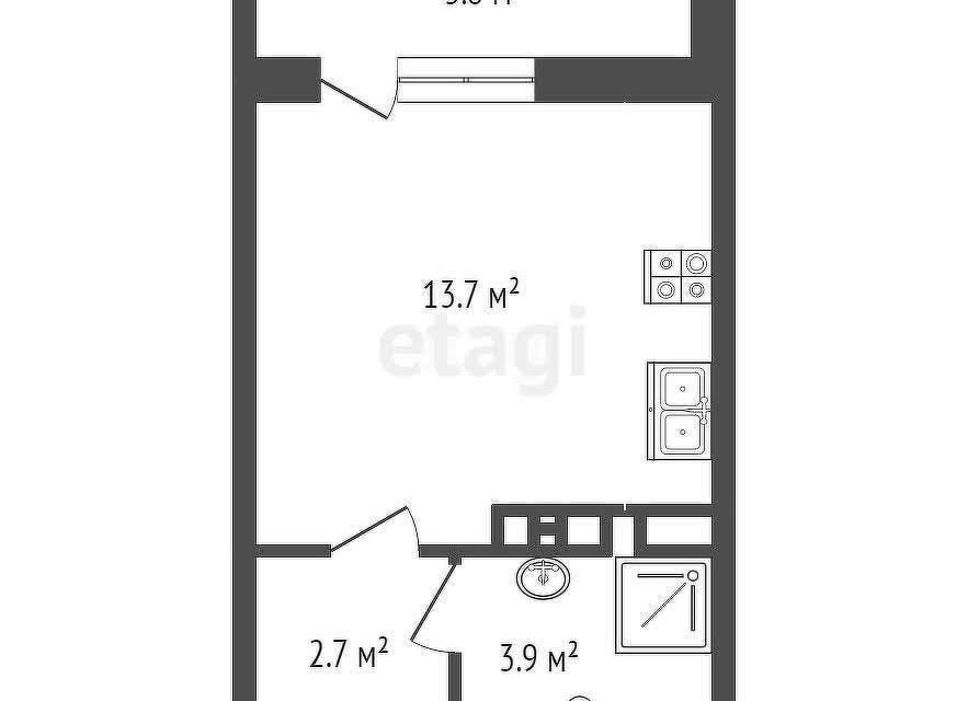 Продаётся студия, 24.1 м²