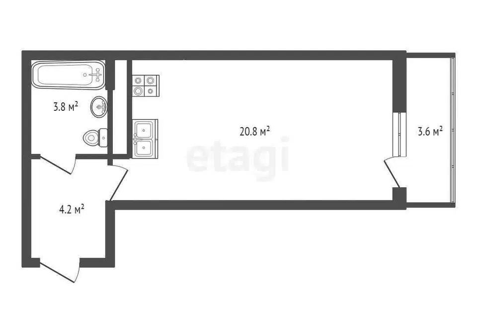 Продаётся студия, 28.8 м²