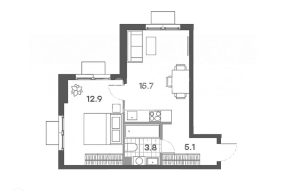 Продаётся 2-комнатная квартира, 37.5 м²