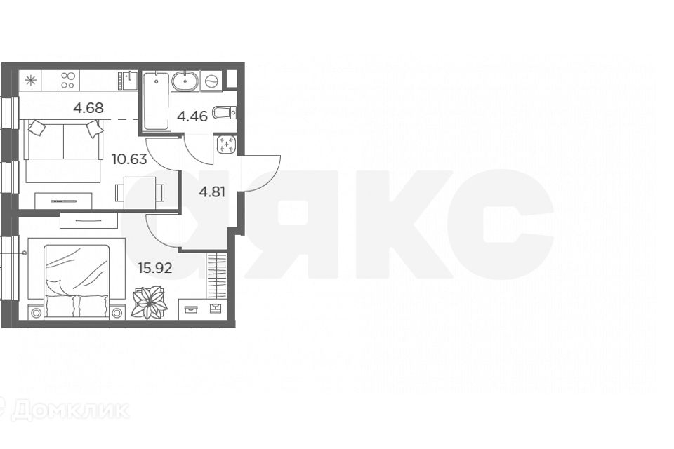 Продаётся 2-комнатная квартира, 40.5 м²