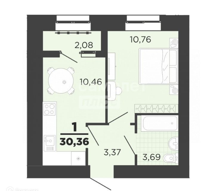Продаётся 1-комнатная квартира, 30 м²