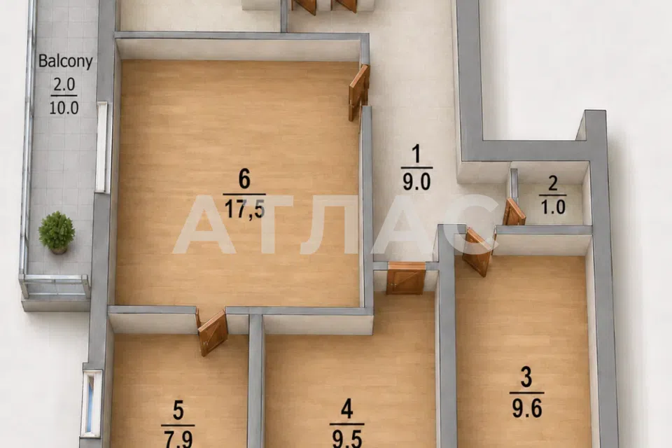 Продаётся 4-комнатная квартира, 66.3 м²