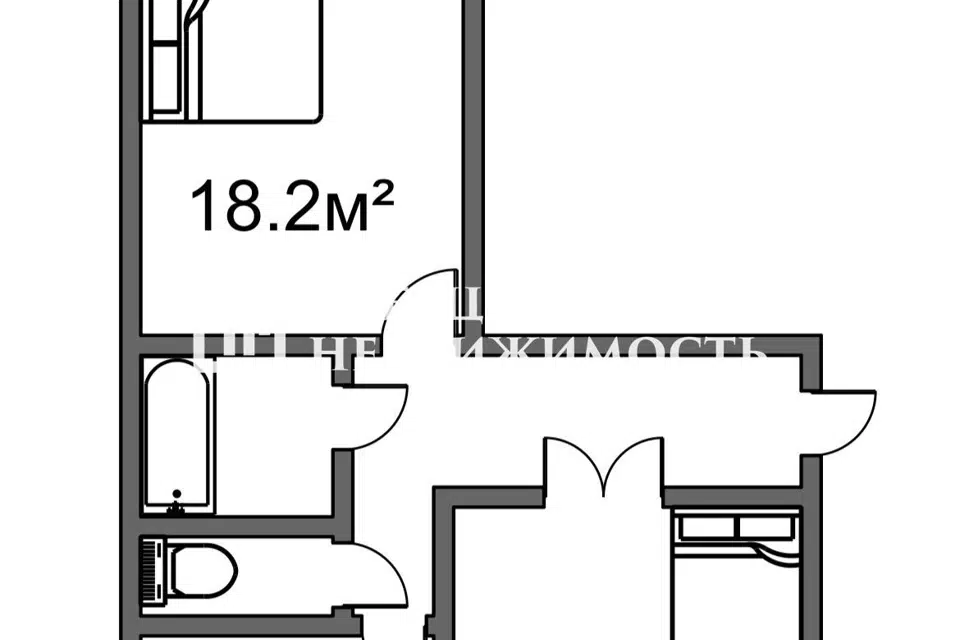 Продаётся 2-комнатная квартира, 55.9 м²