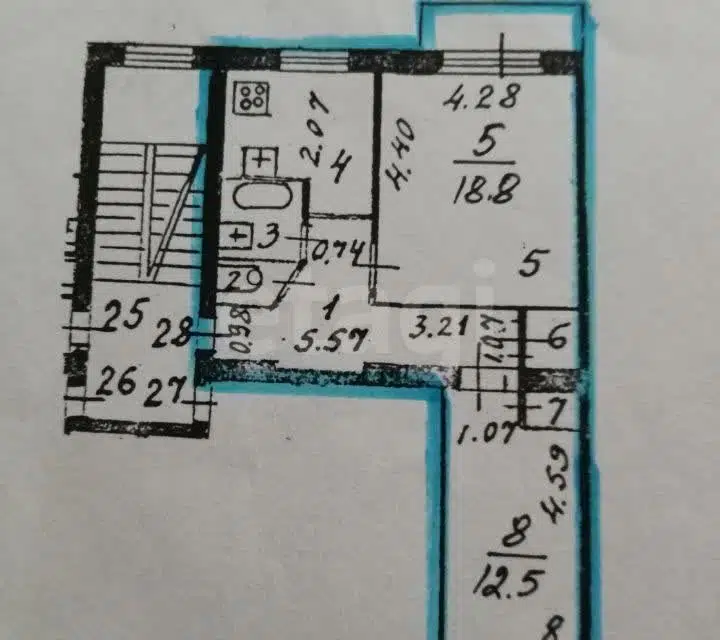 Продаётся 2-комнатная квартира, 50.8 м²