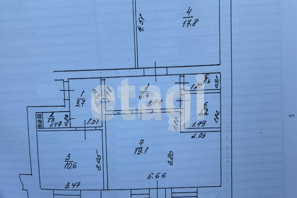Продаётся 3-комнатная квартира, 66.5 м²