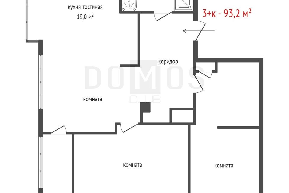Продаётся 3-комнатная квартира, 97.3 м²