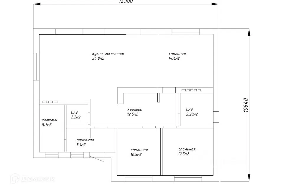Продаётся 1-этажный дом, 140 м²