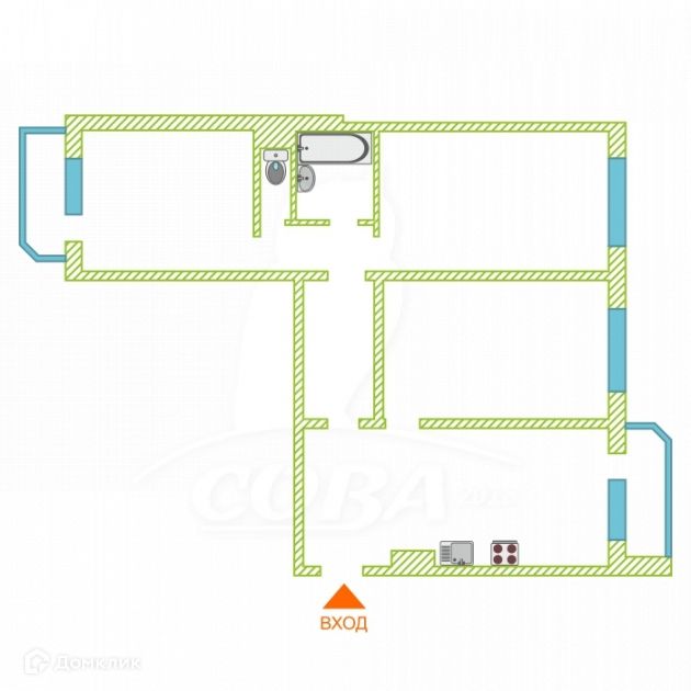 Продаётся 3-комнатная квартира, 92 м²