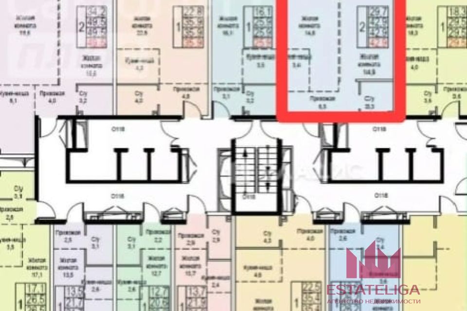 Продаётся 1-комнатная квартира, 42.9 м²