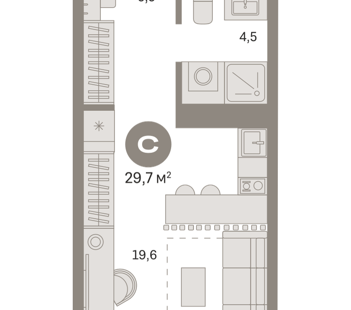 Продаётся студия, 29.65 м²