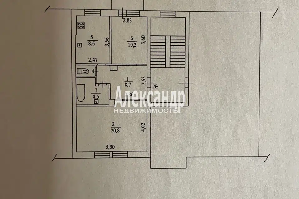 Продаётся 2-комнатная квартира, 50.5 м²