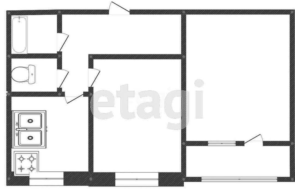 Продаётся 2-комнатная квартира, 51.6 м²