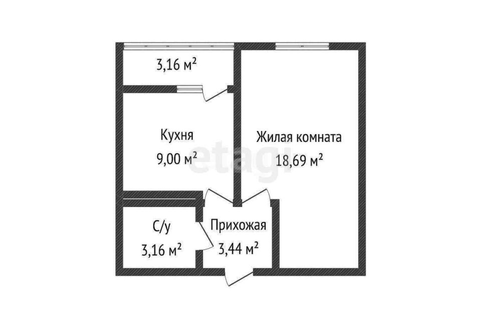 Продаётся 1-комнатная квартира, 34.6 м²