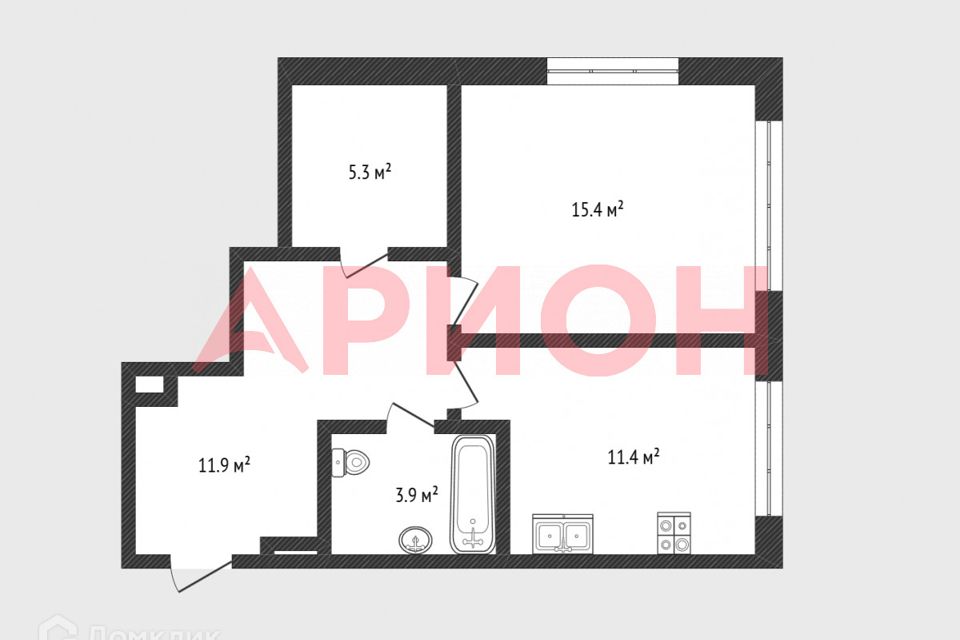 Продаётся 1-комнатная квартира, 48.2 м²