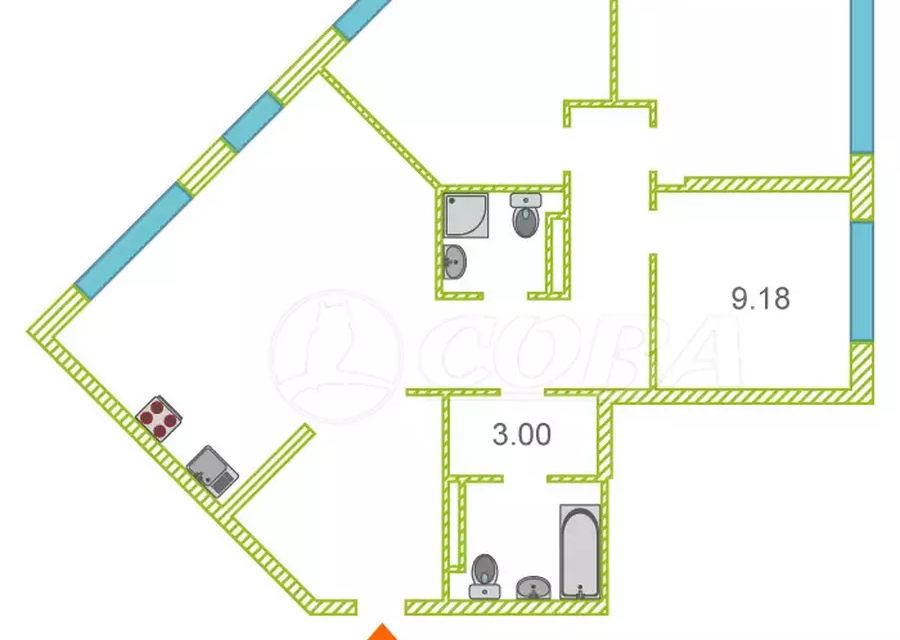 Продаётся 3-комнатная квартира, 75 м²