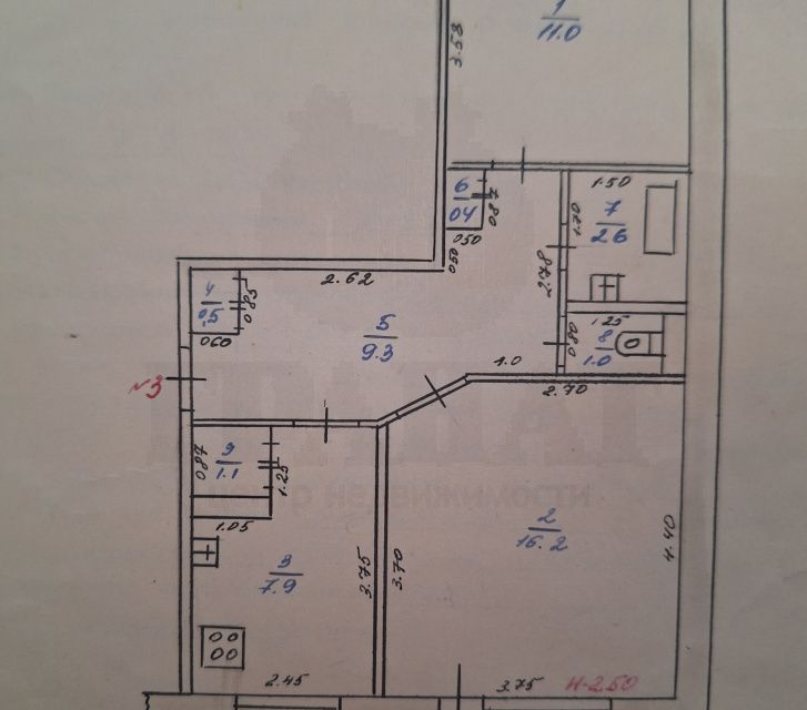 Продаётся 2-комнатная квартира, 52.6 м²