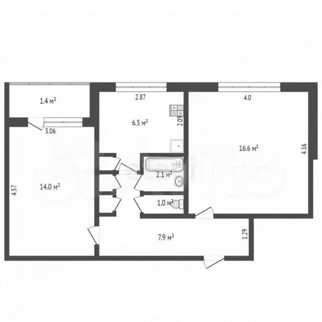 Продаётся 2-комнатная квартира, 49 м²