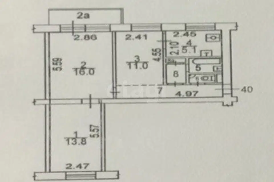 Продаётся 3-комнатная квартира, 56 м²