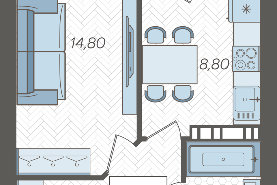 Продаётся 1-комнатная квартира, 35.3 м²