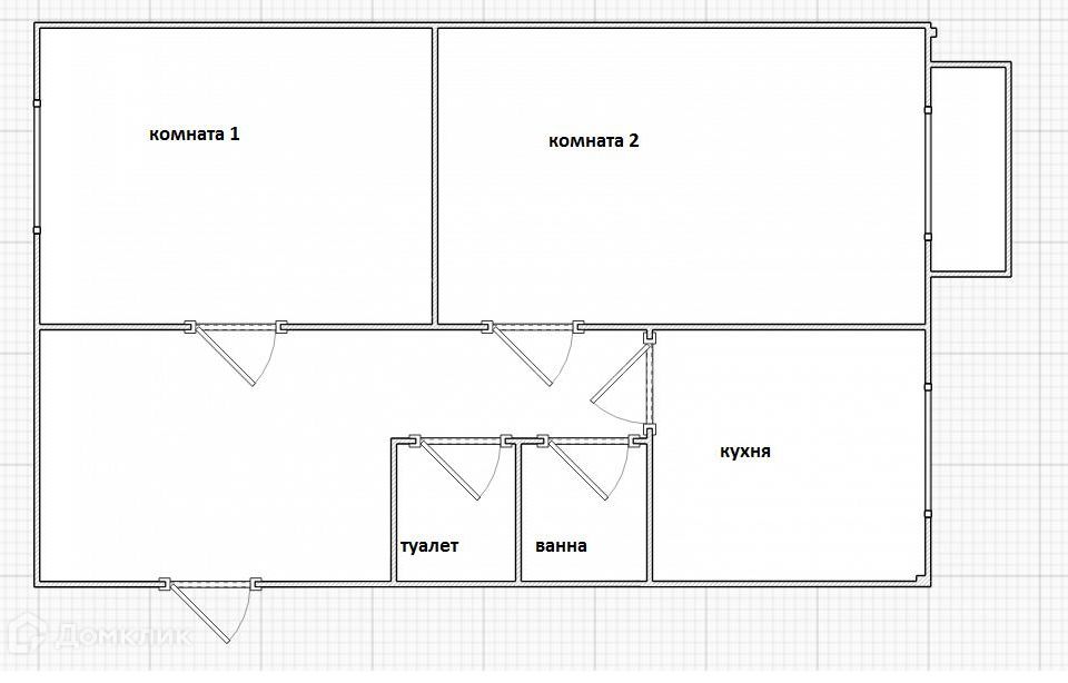 Продаётся 2-комнатная квартира, 44.7 м²