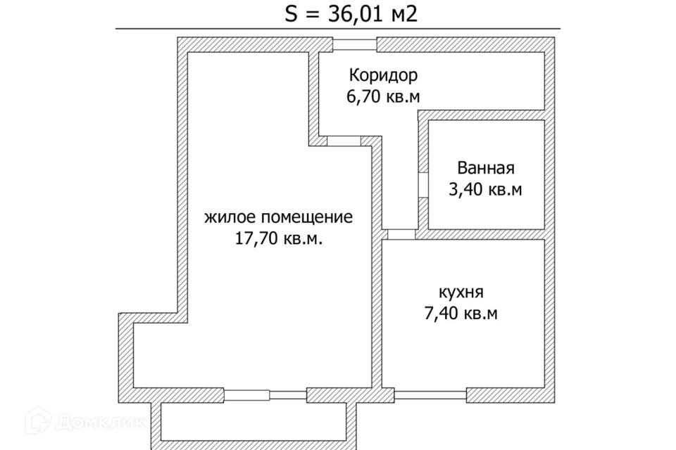 Продаётся 1-комнатная квартира, 35 м²