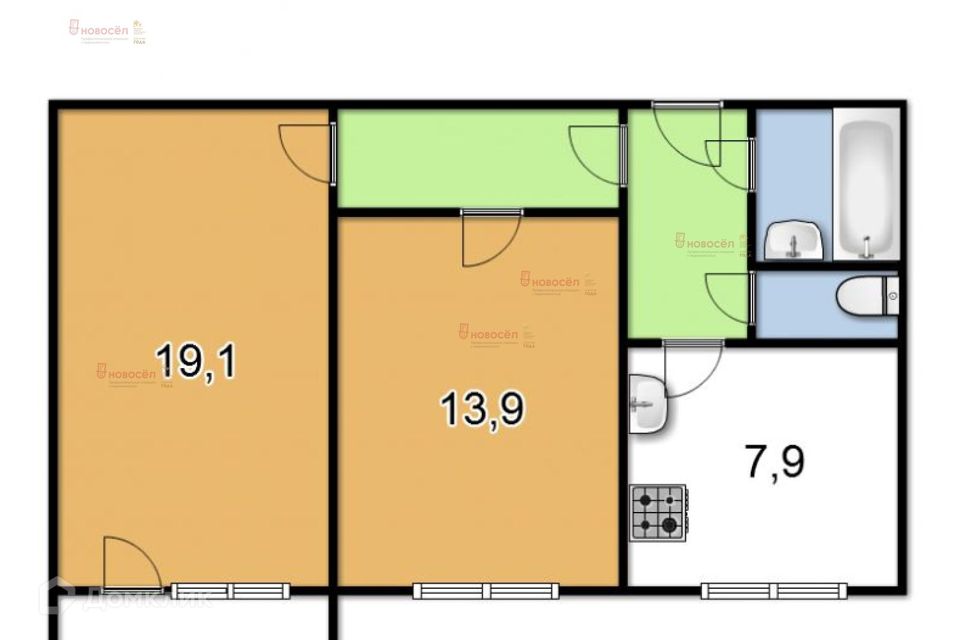 Продаётся 2-комнатная квартира, 50.3 м²