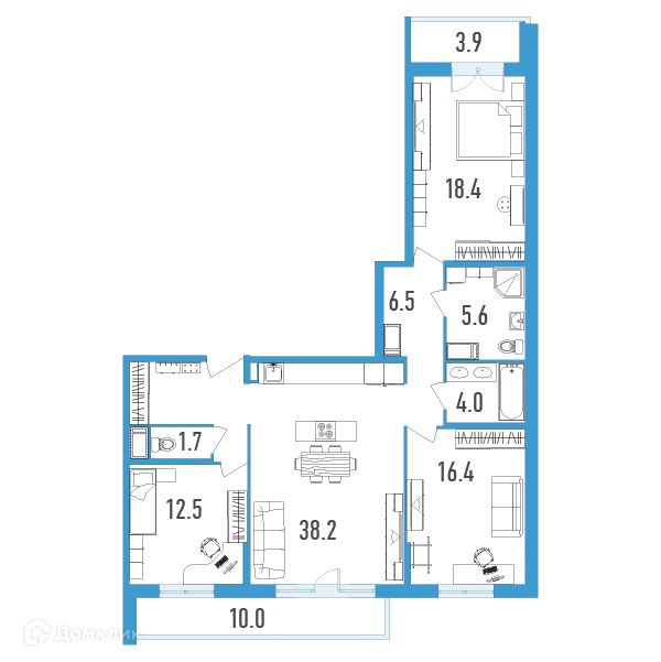 Продаётся 3-комнатная квартира, 110.3 м²