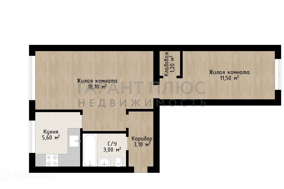 Продаётся 2-комнатная квартира, 42.5 м²