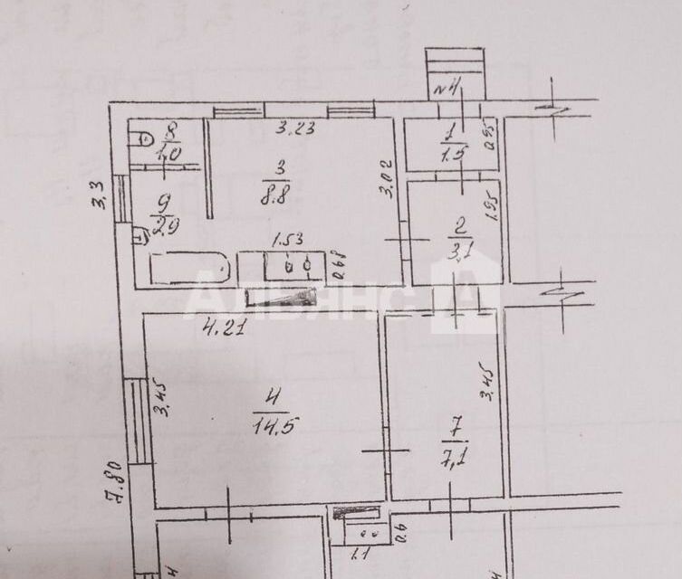 Продаётся 3-комнатная квартира, 61.1 м²