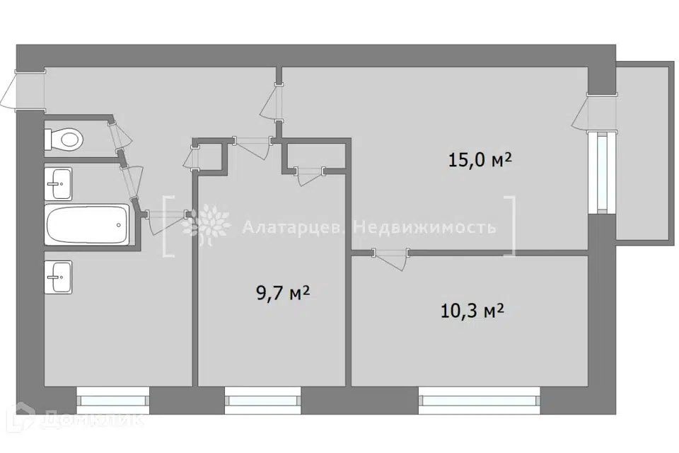 Продаётся 3-комнатная квартира, 50.7 м²