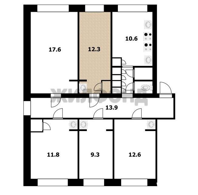 Продаётся комната в 5-комн. квартире, 12.8 м²