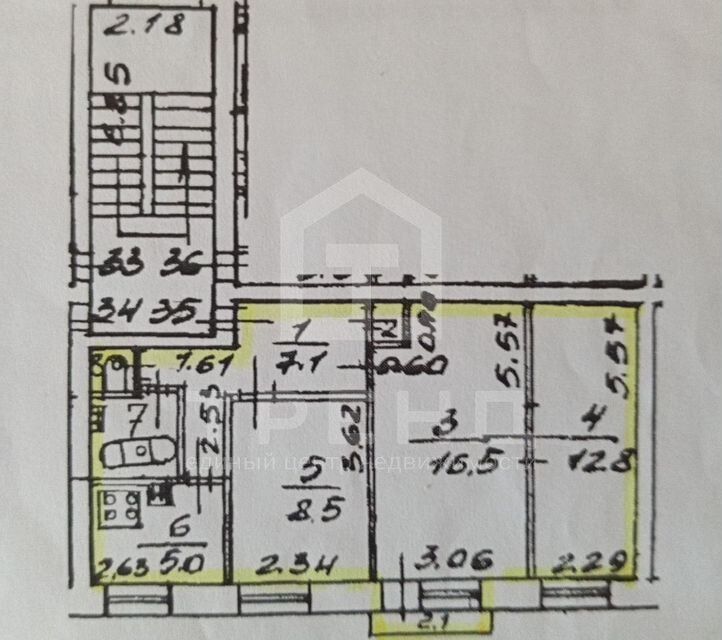 Продаётся 3-комнатная квартира, 53.8 м²