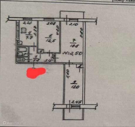 Продаётся 3-комнатная квартира, 63.3 м²